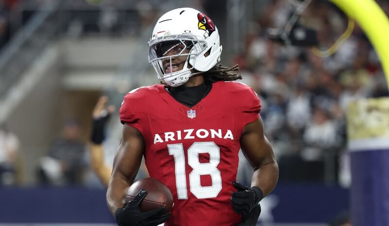 Arizona Cardinals wide receiver Marvin Harrison Jr. (18) scores a TD. 