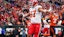 Kansas City Chiefs tight end Travis Kelce (87) celebrates a touchdown catch