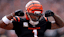 Ja'Marr Chase (1) flexes after making a first down catch in the red zone in the second quarter of the NFL football game between Chicago Bears and Cincinnati Bengals.