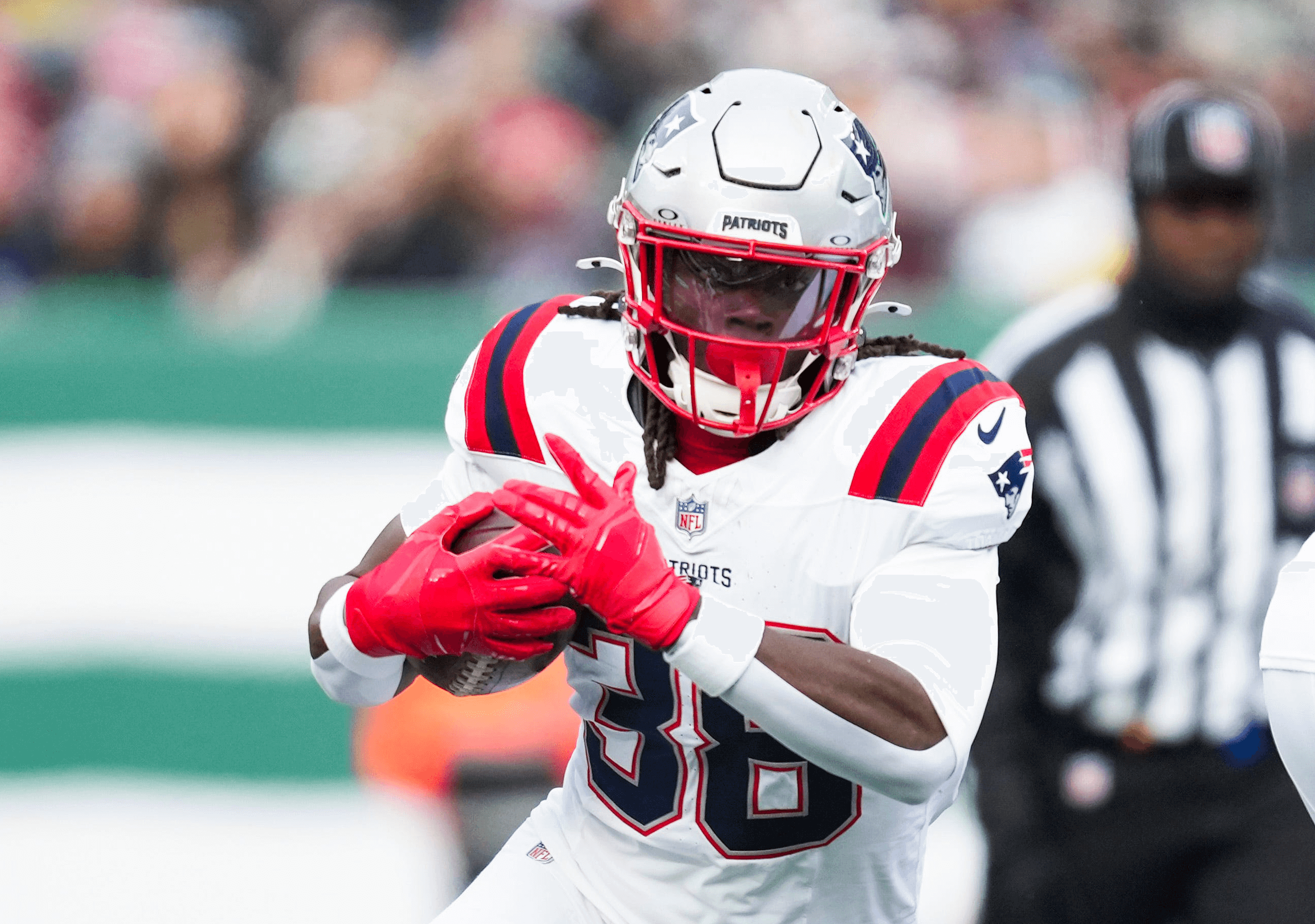  TreVeyon Henderson of the New England Patriots NFL