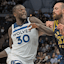 Minnesota Timberwolves forward Julius Randle (30) drives to the basket as Indiana Pacers center Jay Huff (32) defends during the first quarter at Target Center.