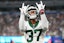 New York Jets cornerback Qwan'tez Stiggers (37) reacts to a play.