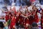 File photo dated 25/05/25 of Liverpool celebrating the 2024/2025 Premier League title. Liverpool will kick off their Premier League title defence with a home game against Bournemouth on Friday, August 15. Photo by Peter Byrne/PA Images/Alamy Images/Sipa US