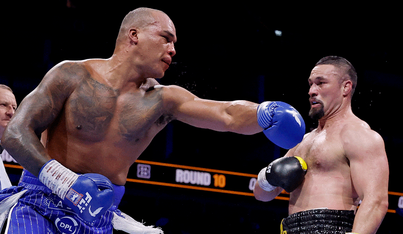 Fabio Wardley in action during his fight against Joseph Parker.