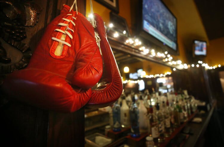 Hanging boxing glove