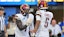 Washington Commanders quarterback Jayden Daniels (5) celebrates.