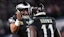 Philadelphia Eagles quarterback Jalen Hurts (1) and wide receiver A.J. Brown (11).