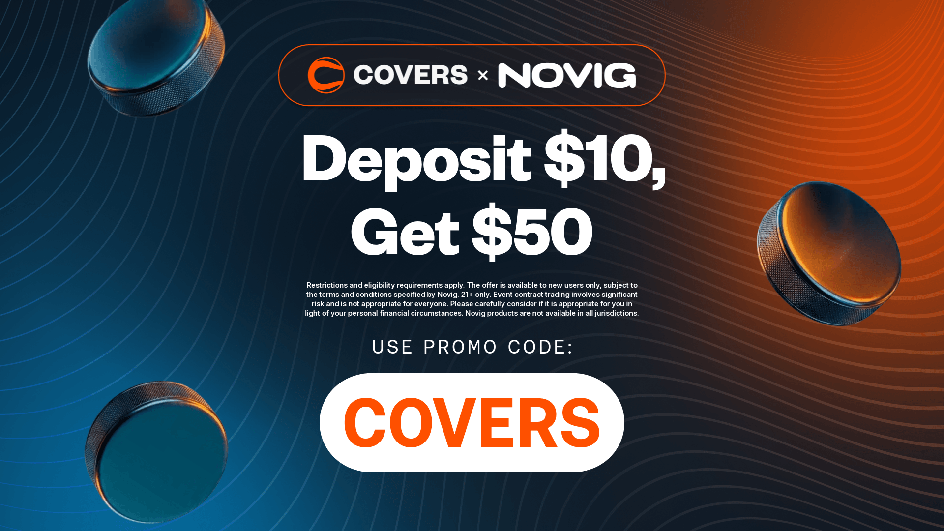 Deposit $10, get $50 using Novig promo code COVERS.