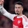 Arsenal's Gabriel Martinelli celebrates scoring their side's first goal.