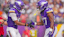 Minnesota Vikings wide receiver Justin Jefferson (18) and running back Jordan Mason (27) reacts after a score against the Cincinnati Bengals during the second half at U.S. Bank Stadium.