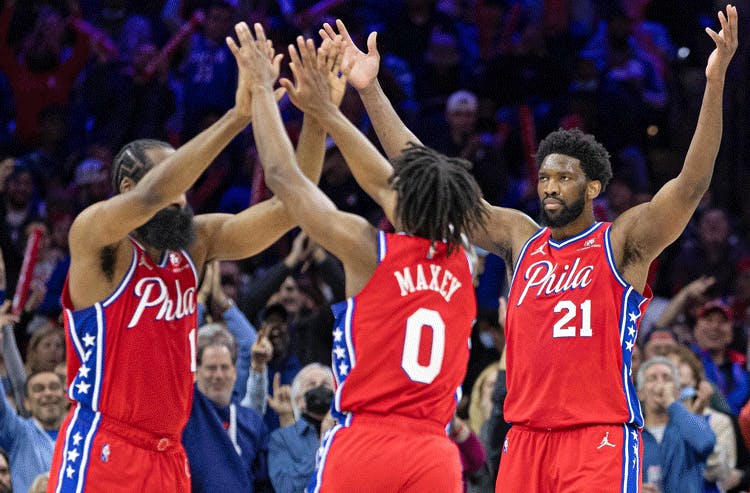 James Harden Tyrese Maxey Joel Embiid Philadelphia 76ers NBA