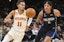 Atlanta Hawks guard Trae Young (11) dribbles past Orlando Magic forward Paolo Banchero (5) in the second half at State Farm Arena.