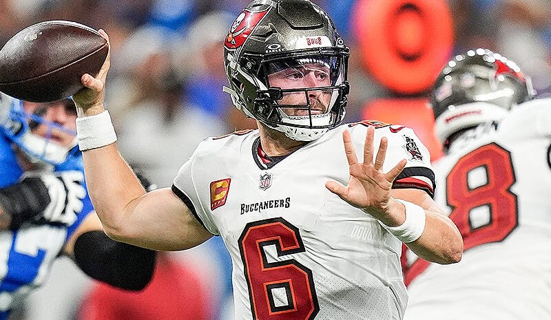 Tampa Bay Buccaneers quarterback Baker Mayfield in NFL action.