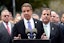 New York Gov. Andrew Cuomo speaking at a news conference in Hoboken with Gov. Chris Christie in 2016. DANIELLE PARHIZKARAN/northjersey.com / USA TODAY NETWORK via Imagn Images