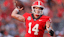 Georgia Bulldogs quarterback Gunner Stockton (14) throws a pass against the Austin Peay Governors in the fourth quarter at Sanford Stadium.