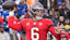 Tampa Bay Buccaneers quarterback Baker Mayfield (6) throws a pass against the Buffalo Bills during the second half of the game at Highmark Stadium.