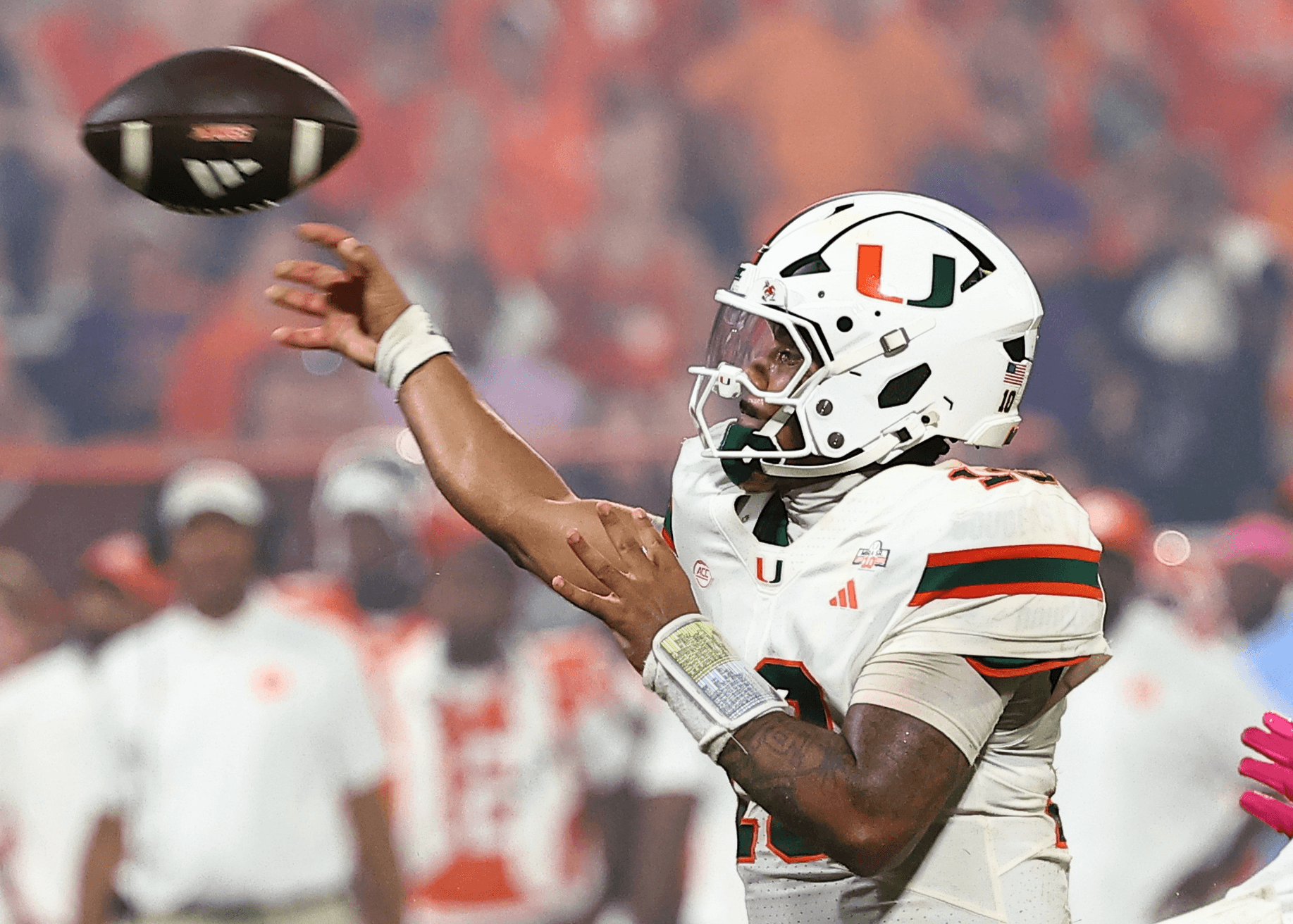  Darian Mensah of the Miami Hurricanes NCAAF