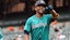 Seattle Mariners outfielder Julio Rodriguez (44) celebrates after hitting a home run.