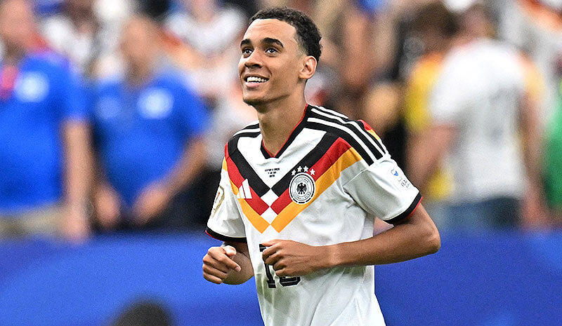  Germany's Jamal Musiala celebrates scoring.