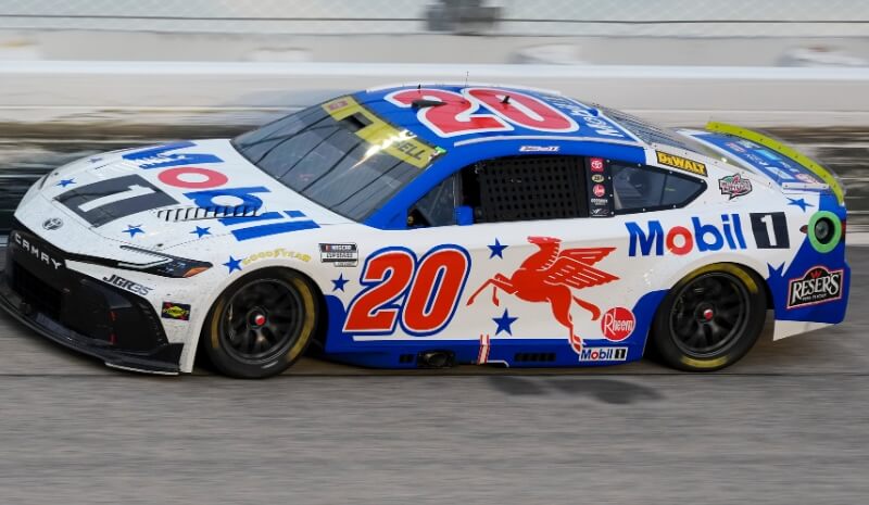 Joe Gibbs Racing driver Christopher Bell (20) with a lead.