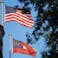 Georgia state flag. Megan Smith / USA TODAY NETWORK via Imagn Images