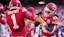 Kansas City Chiefs running back Isiah Pacheco (10) celebrates.