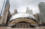 Cloud's Gate, a popular attraction commonly known as The Bean, is closed in Chicago, Illinois, the United States. (Photo by Joel Lerner/Xinhua) (Photo by Xinhua/Sipa USA)