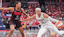 Indiana Fever guard Kelsey Mitchell (0) guards Atlanta Dream guard Allisha Gray