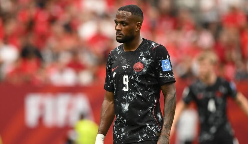Canada forward Cyle Larin (9) looks on during the first half.
