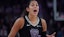 Golden State Valkyries guard Veronica Burton (22) shouts to teammates.