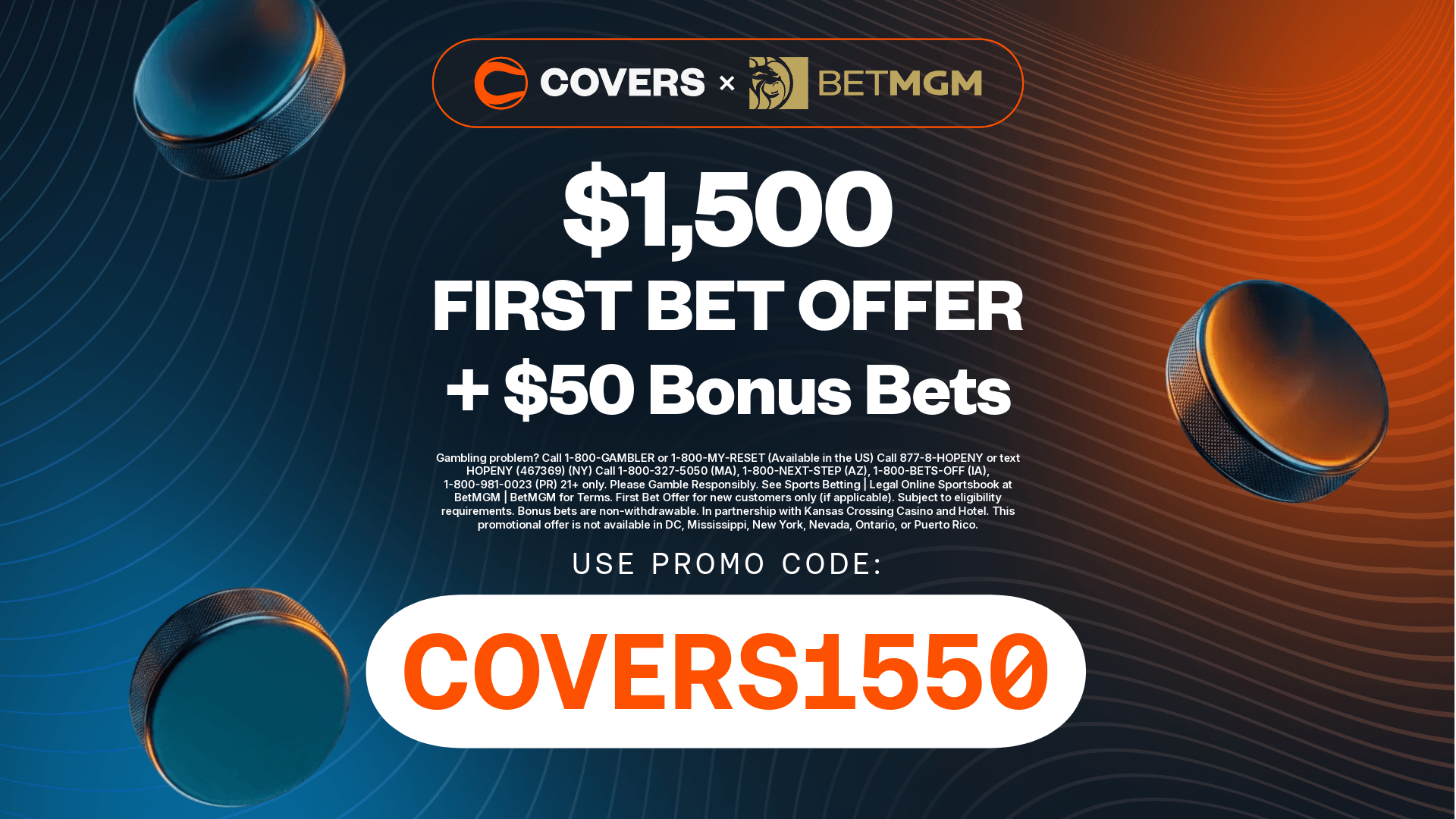 Use BetMGM bonus code COVERS1550 to get up to $1,500 bonus bets back if your first bet loses + $50 Bonus Bets!.