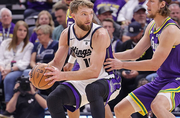 Sacramento Kings All-Star forward Domantas Sabonis in NBA action.