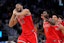 St. John's Red Storm forward Zuby Ejiofor (24) celebrates after making the game winning shot in overtime against the Marquette Golden Eagles at Fiserv Forum. Mandatory Credit: Jeff Hanisch-Imagn Images