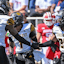 Kennesaw State Owls defensive backs Caleb Offord (2) and Milon Jones (29) celebrate after a defensive play during the first half against the Indiana Hoosiers at Memorial Stadium.