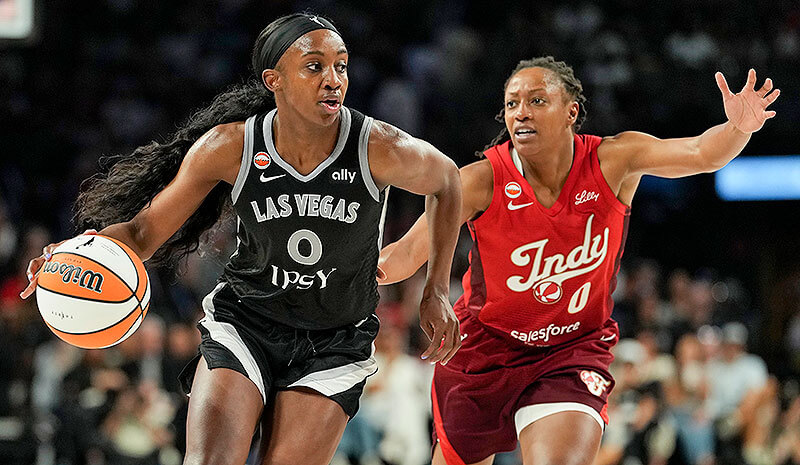 Jackie Young Kelsey Mitchell Las Vegas Aces Indiana Fever WNBA