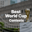 The FIFA World Cup Trophy sits on a stand outside of 30 Rockefeller Plaza.