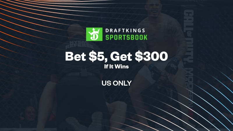 No DraftKings promo code needed for UFC 321 Aspinall vs Gane. Bet $5, get $300 bonus bets if it wins plus 3 months NBA League Pass.