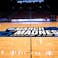 Mar 14, 2022; Dayton, OH, USA; General view of the March Madness logo during practice the day before the start of the First Four of the 2022 NCAA Tournament at UD Arena.