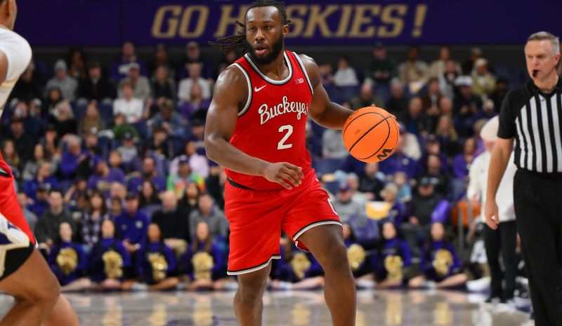 Ohio State Buckeyes guard Bruce Thornton (2) dribbles the ball.