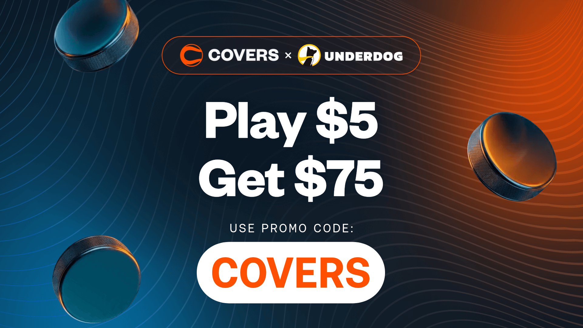 Use Underdog promo code "COVERS" to play $5, Get $75.