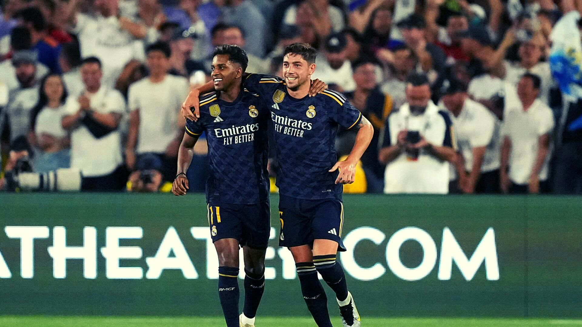 Federico Valverde (15) and forward Rodrygo Silva (11) Real Madrid La Liga