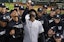 New York Yankees starter Domingo German celebrates his perfect game MLB
