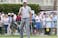 Justin Thomas acknowledges the crowd after a birdie putt during the third round of the RBC Heritage golf tournament.