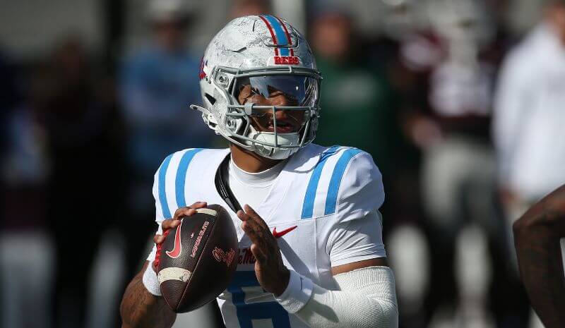 Mississippi Rebels quarterback Trinidad Chambliss (6) looks to pass.