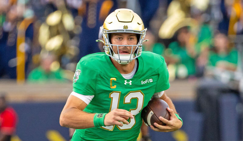 Notre Dame vs BYU Prop Picks. Notre Dame Fighting Irish quarterback CJ Carr (13).