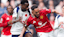  Manchester United's Matheus Cunha and Tottenham Hotspur's Pape Matar Sarr (left) battle for the ball during the Premier League match at the Tottenham Hotspur Stadium.