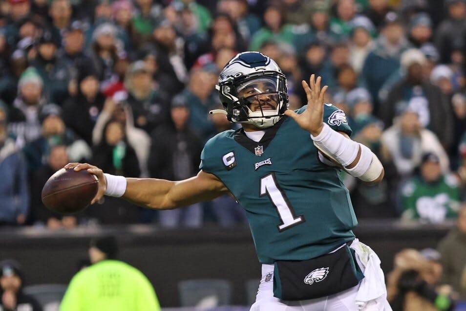 Philadelphia Eagles quarterback Jalen Hurts in NFL action.