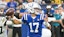 Indianapolis Colts quarterback Daniel Jones (17) throws a pass.