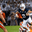 Penn State quarterback Beau Pribula (9) runs with the ball in the third quarter of a Big Ten football game against Illinois.