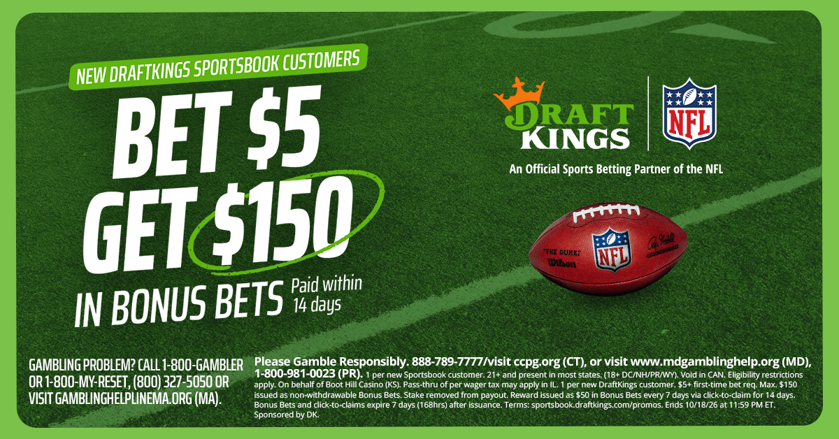 DraftKings Promo Code: Spend $5 on Week 3 NFL Wagers, Get $150 Bonus Bets Back